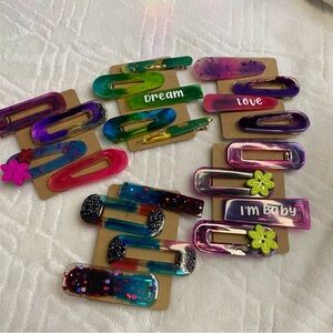 No Tag ✨ 21 Piece Resin Acrylic Handmade Barrettes Hair Clips